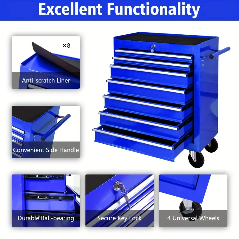 7 Drawers Blue Multifunctional - Workshop Tools Cabinet ulasan dan harga