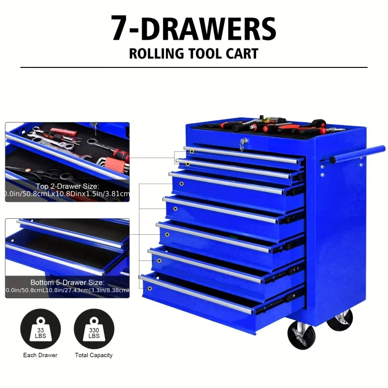 7 Drawers Blue Multifunctional - Workshop Tools Cabinet ulasan dan harga